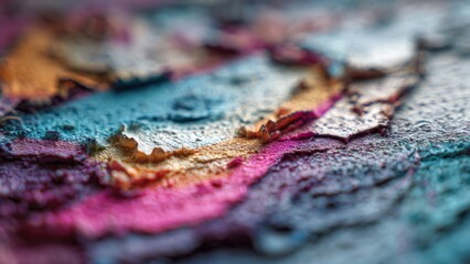 Vibrant Abstract Texture with Colorful Layers of Paint in Close-Up Artistic Photography