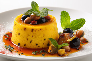 Gourmet Flan with Fruit Garnish