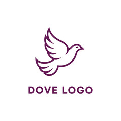 Fototapeta premium Elegant dove bird peace symbol logo
