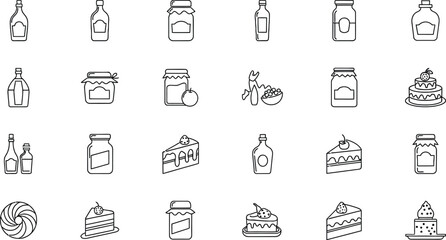 Fototapeta premium Collection of hand drawn food and drink icons in a doodle style