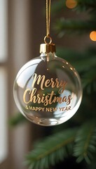 Festive christmas background with ornaments and confetti on green surface