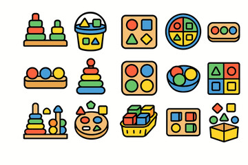 Fototapeta premium Colorful educational shape toys for children's cognitive development