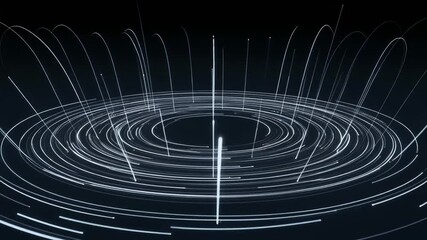Futuristic Glowing White Concentric Circles with Motion Light Trails Abstract - Powered by Adobe