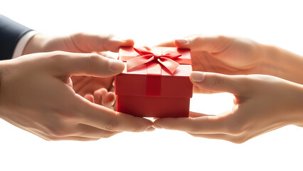 Hands exchanging a Valentine gift, symbolizing love and affection.