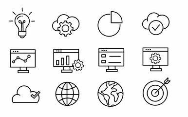SEO related line icon set. Search Engine Optimization and Marketing vector icons. © Rmd17