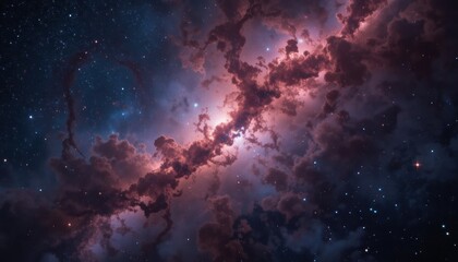 Fototapeta premium A stunning cosmic scene featuring vibrant nebulae and stars, showcasing the beauty of the universe's vastness and colorful formations.