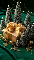 Elegant Christmas Gift Amidst Festive Green Trees