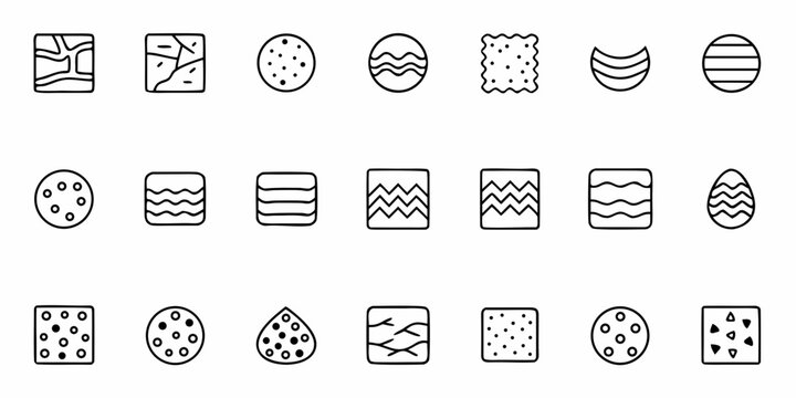 Collection of simple hand drawn cookie icons in black and white