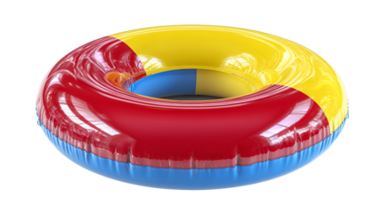 Colorful inflatable swimming ring isolated on transparent background