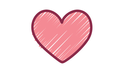 Pink heart with scribble texture on white background romantic symbol of love and affection simple valentine s day icon silhouette