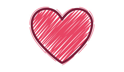 Hand drawn red heart with scribble texture romantic symbol of love and valentine s day simple design silhouette