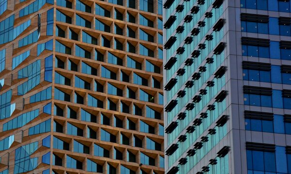 Modern skyscrapers of King Abdullah Financial District (KAFD) at sunset, Riyadh, Saudi Arabia