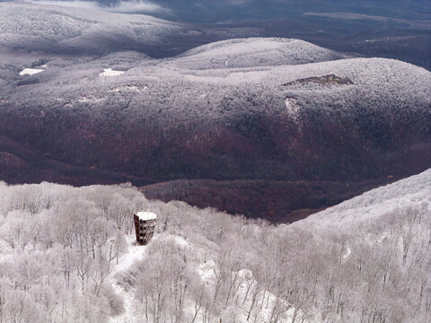 Panoramic winter landscape about the Visegradi mountains. this place hungarrian name is Predikaloszek