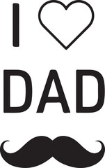 I love Dad, mustache icon. Simple line, outline vector elements of cultural activities icons for ui and ux, website or mobile application