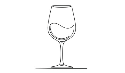 Elegant champagne flute continuous line art design minimalist celebration drink illustration simple glassware outline modern beverage silhouette