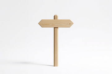Naklejka premium Simple wooden directional signpost on a white background