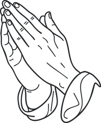 Obraz premium A pair of hands in a praying position in outline vector style, suitable for religious or spiritual projects