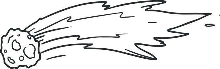 A comet with a bright tail in minimalist outline vector style, perfect for astronomy-themed designs and educational materials