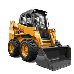 Yellow Skid Steer Loader Construction Vehicle.
