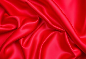 Obraz premium Luxurious crimson satin silk fabric, shimmering folds, wave, detail