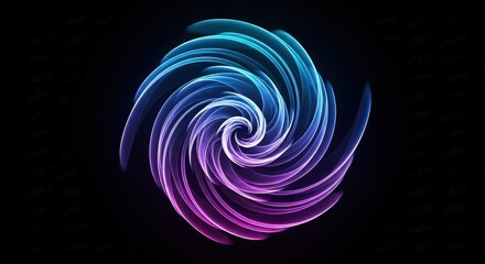 Vibrant neon swirl fingerprint on black background a futuristic digital identity concept