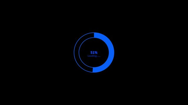 Digital new circle loading icon with looped animation on black background. 0 to 70 % circle loading animation. Animated on pie chart video with 70 percent element icon.
