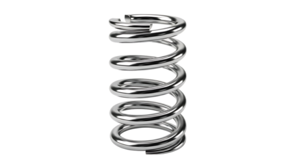 Polished Silver Metal Coil Spring, Rounded Ends, cutout, PNG isolated on white or transparent background