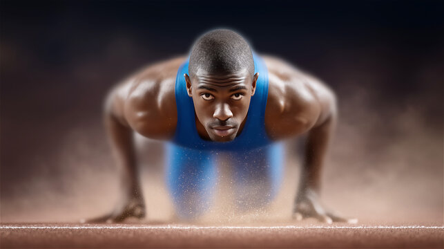 Athlete doing intense push-up workout on gym floor, emphasizing strength, determination, endurance and motivational fitness concept. - Powered by Adobe