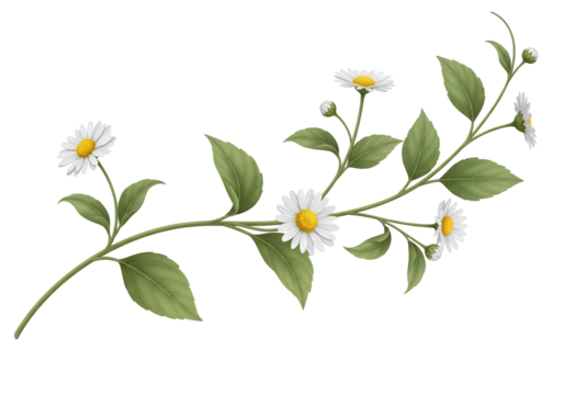Botanical daisy flower vine on a white background illustration