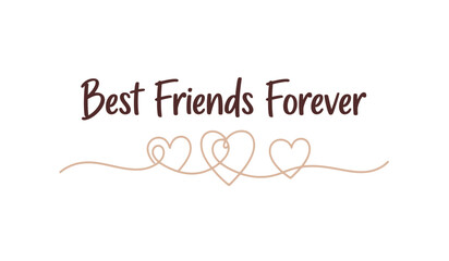 Best friends forever text with heart silhouette design for friendship day celebration a cute minimalist silhouette style illustration for cards and social media posts silhouette