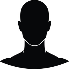 Human head silhouette vector icon, generic anonymous face profile for user avatar or identity concept illustration.