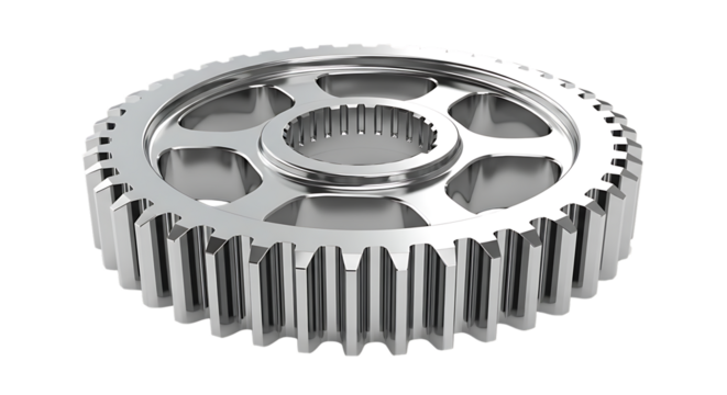Polished Metal Gear, Intricate Splines and Openings, cutout, PNG isolated on white or transparent background - Powered by Adobe
