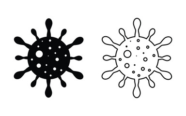 Bacteria icon set in flat and line style. virus and bacteria icon, representing harmful germs, microorganisms, and infection.