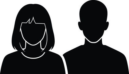 Male and female user profile silhouette icons, man and woman avatar set, default profile picture, isolated on white background