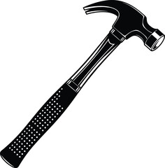 Claw hammer silhouette vector icon, carpentry tool isolated on white background, construction equipment illustration, handyman repair symbol, black shape