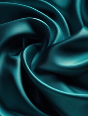 Obraz premium flowing emerald greenteal fabric softly illuminated creating a luxurious abstract landscape of smooth curves and dramatic shadows