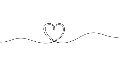 Minimalist heart line art on white background continuous one line drawing love symbol romantic design element simple graphic illustration silhouette
