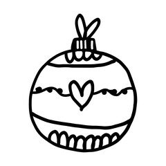 A decorative Christmas bauble illustrated in a clean, modern style. This festive ornament is ideal for holiday cards, gift tags, packaging, winter decor design