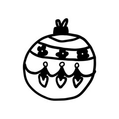 A decorative Christmas bauble illustrated in a clean, modern style. This festive ornament is ideal for holiday cards, gift tags, packaging, winter decor design