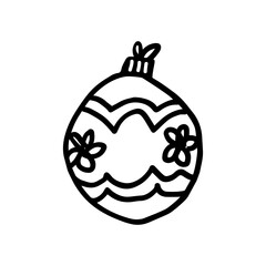 A decorative Christmas bauble illustrated in a clean, modern style. This festive ornament is ideal for holiday cards, gift tags, packaging, winter decor design