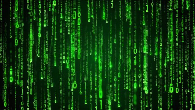 Green Falling Digital Code Matrix Rain Animation