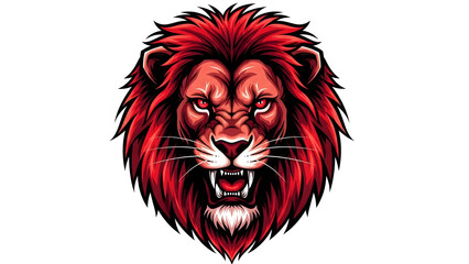 Red lion head vector illustration aggressive animal mascot for logo design isolated on white backgro