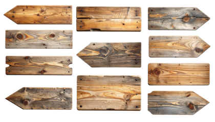 Mega Pack of Rustic Wooden Directional Signs - Diverse Color and Shape Collection of Planks and Arrows for Western Design