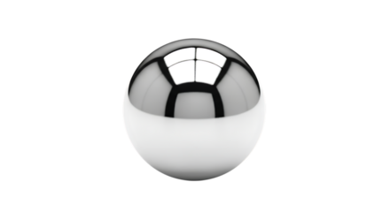 Highly Reflective Silver Sphere, Window Reflections, cutout, PNG isolated on white or transparent background