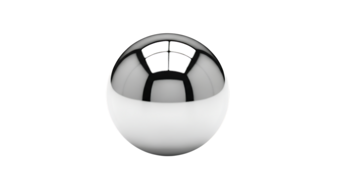 Highly Reflective Silver Sphere, Window Reflections, cutout, PNG isolated on white or transparent background - Powered by Adobe