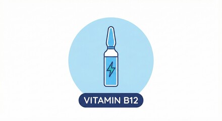 Vitamin B12 Injection Ampoule with Energy Symbol Icon