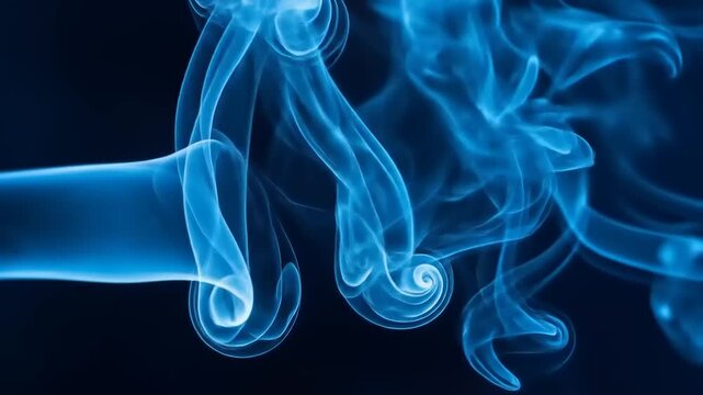 Flowing blue gaseous substance against dark backdrop