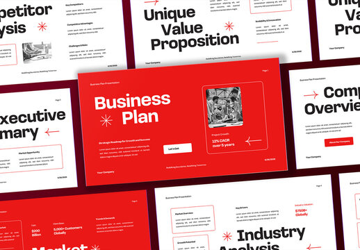 Red White Black Bold Business Plan Presentation
