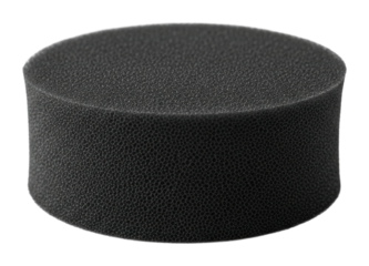 Circular black foam pad for acoustic treatment environment isolated on transparent background