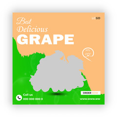 Grape food social media post design template 
